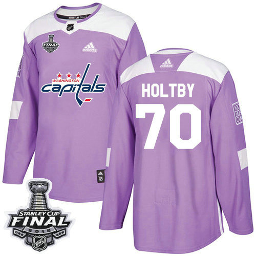Adidas Capitals #70 Braden Holtby Purple Authentic Fights Cancer 2018 Stanley Cup Final Stitched NHL Jersey