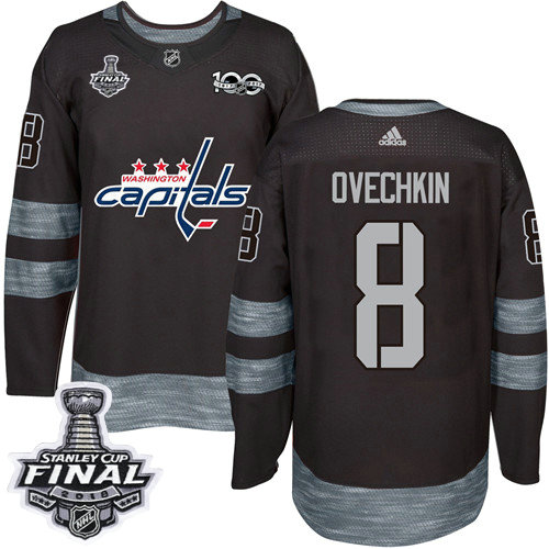 Adidas Capitals #8 Alex Ovechkin Black 1917-2017 100th Anniversary 2018 Stanley Cup Final Stitched NHL Jersey