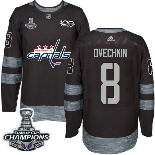 Adidas Capitals #8 Alex Ovechkin Black 1917-2017 100th Anniversary Stanley Cup Final Champions Stitched NHL Jersey