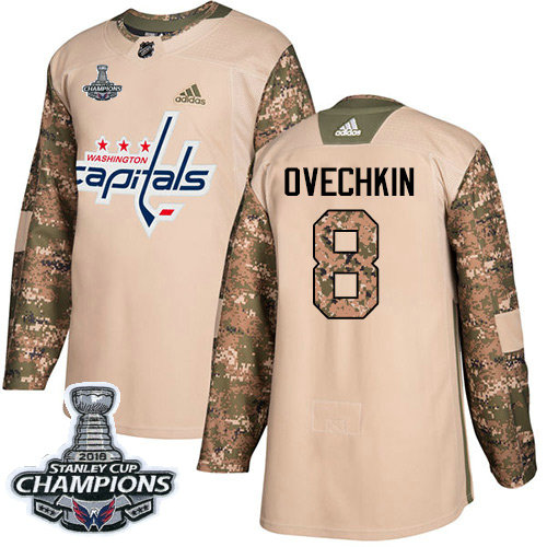 Adidas Capitals #8 Alex Ovechkin Camo Authentic 2017 Veterans Day Stanley Cup Final Champions Stitched NHL Jersey