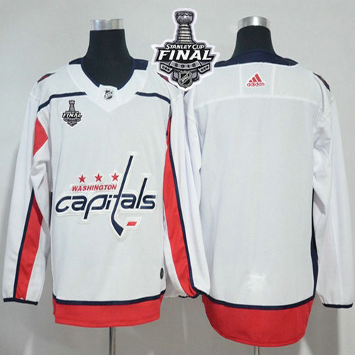 Adidas Capitals Blank White Road Authentic 2018 Stanley Cup Final Stitched NHL Jersey