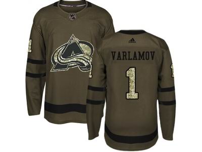 Adidas Colorado Avalanche #1 Semyon Varlamov Green Salute to Service NHL Jersey