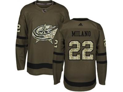 Adidas Columbus Blue Jackets #22 Sonny Milano Green Salute to Service Stitched NHL Jersey