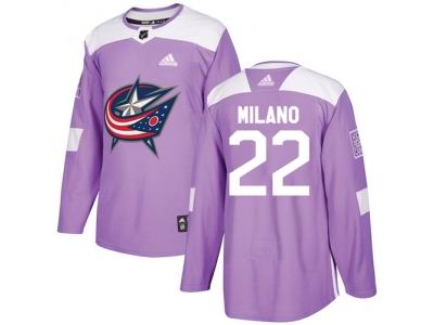 Adidas Columbus Blue Jackets #22 Sonny Milano Purple Authentic Fights Cancer Stitched NHL Jersey