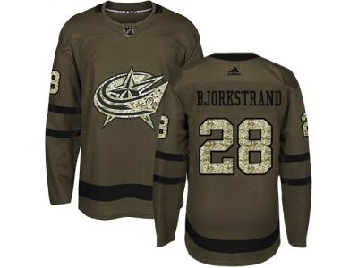 Adidas Columbus Blue Jackets #28 Oliver Bjorkstrand Green Salute to Service Stitched NHL Jersey