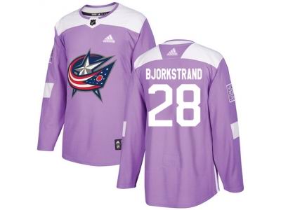 Adidas Columbus Blue Jackets #28 Oliver Bjorkstrand Purple Authentic Fights Cancer Stitched NHL Jersey