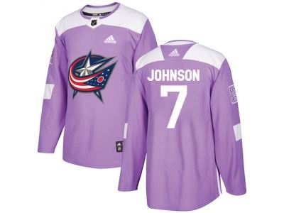 Adidas Columbus Blue Jackets #7 Jack Johnson Purple Authentic Fights Cancer Stitched NHL Jersey