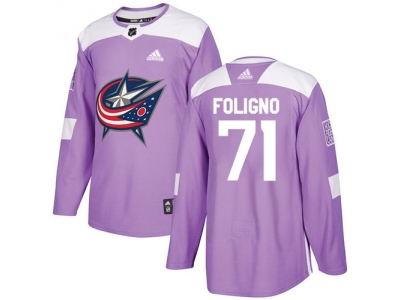 Adidas Columbus Blue Jackets #71 Nick Foligno Purple Authentic Fights Cancer Stitched NHL Jersey