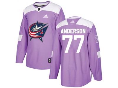 Adidas Columbus Blue Jackets #77 Josh Anderson Purple Authentic Fights Cancer Stitched NHL Jersey