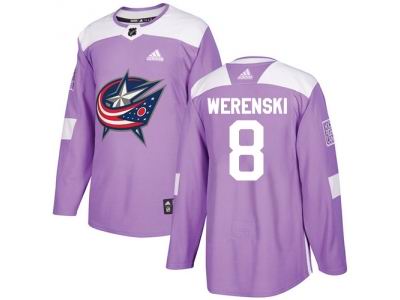 Adidas Columbus Blue Jackets #8 Zach Werenski Purple Authentic Fights Cancer Stitched NHL Jersey