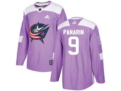 Adidas Columbus Blue Jackets #9 Artemi Panarin Purple Authentic Fights Cancer Stitched NHL Jersey