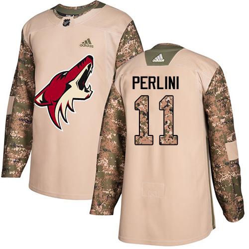 Adidas Coyotes #11 Brendan Perlini Camo Authentic 2017 Veterans Day Stitched NHL Jersey