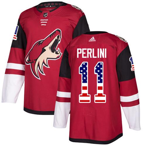 Adidas Coyotes #11 Brendan Perlini Maroon Home Authentic USA Flag Stitched NHL Jersey