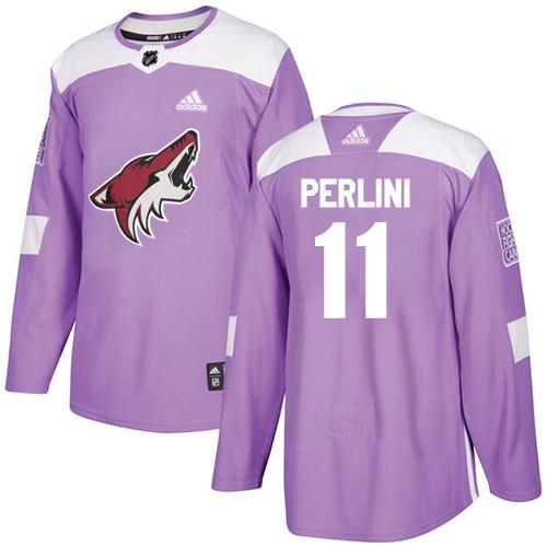 Adidas Coyotes #11 Brendan Perlini Purple Authentic Fights Cancer Stitched NHL Jersey
