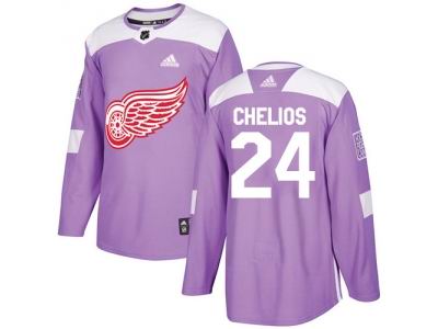 Adidas Detroit Red Wings #24 Chris Chelios Purple Authentic Fights Cancer Stitched NHL Jersey