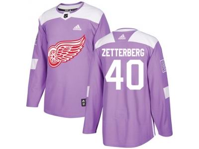 Adidas Detroit Red Wings #40 Henrik Zetterberg Purple Authentic Fights Cancer Stitched NHL Jersey