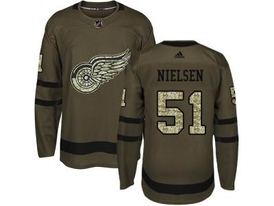 Adidas Detroit Red Wings #51 Frans Nielsen Green Salute to Service Jersey