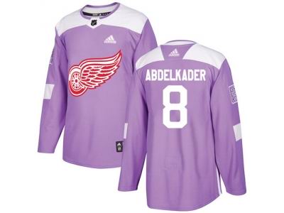 Adidas Detroit Red Wings #8 Justin Abdelkader Purple Authentic Fights Cancer Stitched NHL Jersey