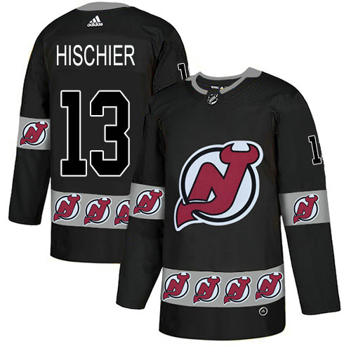 Adidas Devils #13 Nico Hischier Black Authentic Team Logo Fashion Stitched NHL Jersey