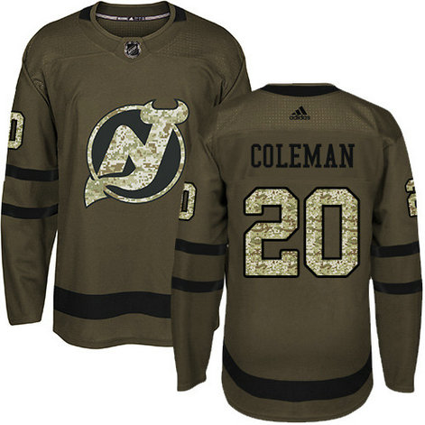 Adidas Devils #20 Blake Coleman Green Salute to Service Stitched NHL Jersey