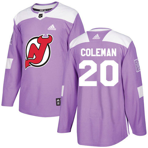 Adidas Devils #20 Blake Coleman Purple Authentic Fights Cancer Stitched NHL Jersey