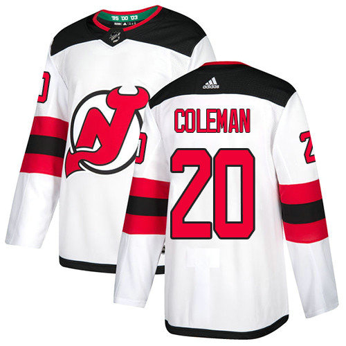 Adidas Devils #20 Blake Coleman White Road Authentic Stitched NHL Jersey