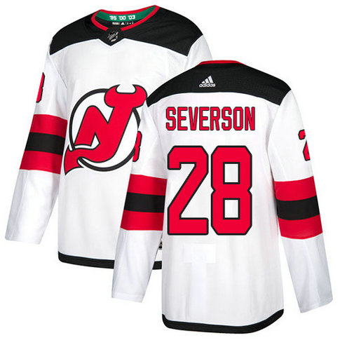 Adidas Devils #28 Damon Severson White Road Authentic Stitched NHL Jersey