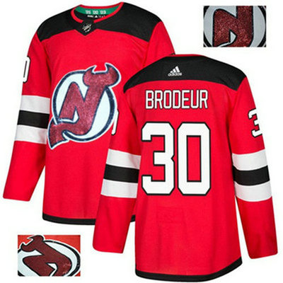 Adidas Devils #30 Martin Brodeur Red Home Authentic Fashion Gold Stitched NHL Jersey