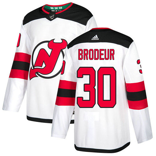 Adidas Devils #30 Martin Brodeur White Road Authentic Stitched NHL Jersey