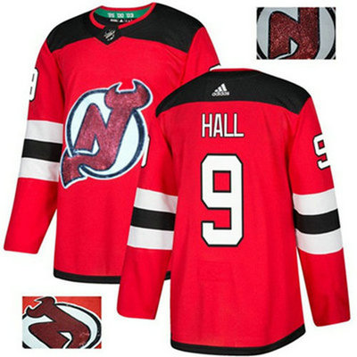 Adidas Devils #9 Taylor Hall Red Home Authentic Fashion Gold Stitched NHL Jersey