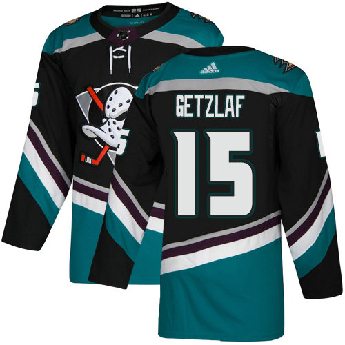 Adidas Ducks #15 Ryan Getzlaf Black Teal Alternate Authentic Stitched NHL Jersey