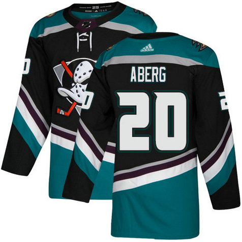 Adidas Ducks #20 Pontus Aberg Black Teal Alternate Authentic Stitched NHL Jersey
