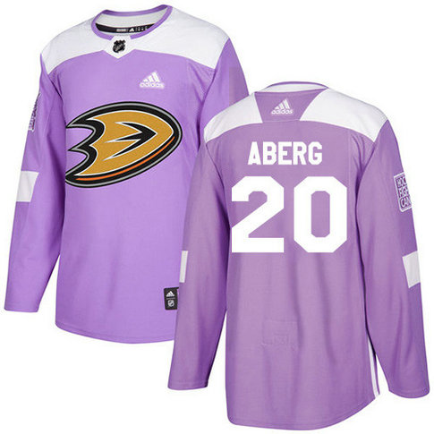 Adidas Ducks #20 Pontus Aberg Purple Authentic Fights Cancer Stitched NHL Jersey