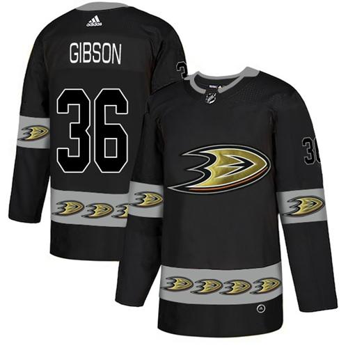 Adidas Ducks #36 John Gibson Black Authentic Team Logo Fashion Stitched NHL Jersey