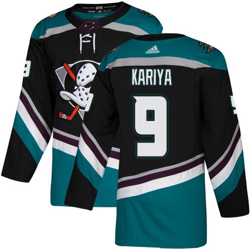 Adidas Ducks #9 Paul Kariya Black Teal Alternate Authentic Stitched NHL Jersey