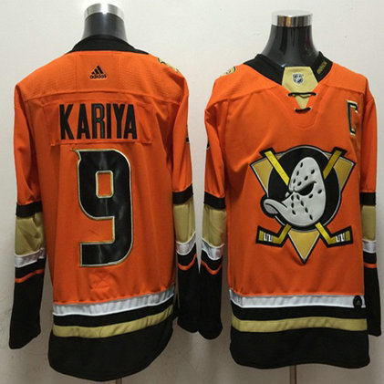 Adidas Ducks #9 Paul Kariya Orange Authentic Stitched NHL Jersey