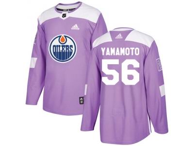 Adidas Edmonton Oilers #56 Kailer Yamamoto Purple Authentic Fights Cancer Stitched NHL Jersey