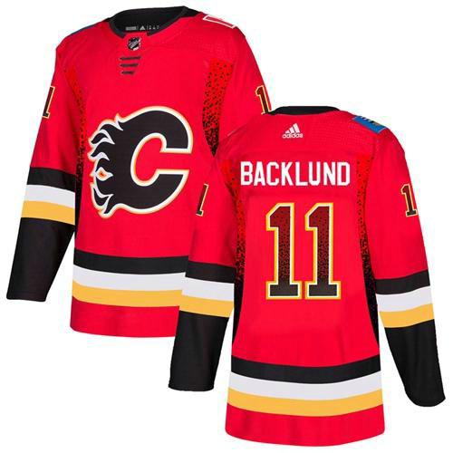 Adidas Flames #11 Mikael Backlund Red Home Authentic Drift Fashion Stitched NHL Jersey