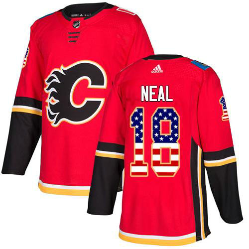 Adidas Flames #18 James Neal Red Home Authentic USA Flag Stitched NHL Jersey