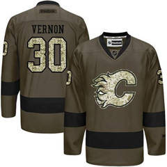 Adidas Flames #30 Mike Vernon Green Salute to Service Stitched NHL Jersey
