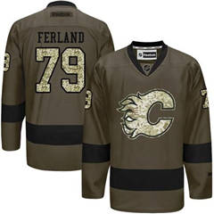 Adidas Flames #79 Michael Ferland Green Salute to Service Stitched NHL Jersey