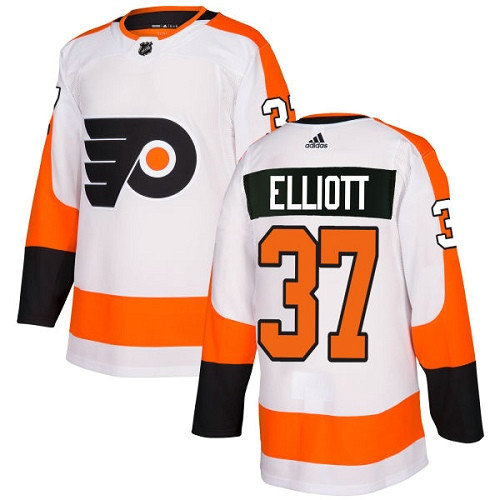 Adidas Flyers #37 Brian Elliott White Road Authentic Stitched NHL Jersey