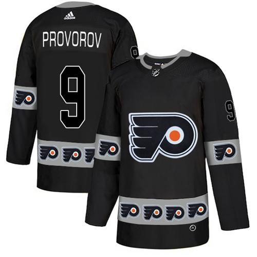 Adidas Flyers #9 Ivan Provorov Black Authentic Team Logo Fashion Stitched NHL Jersey