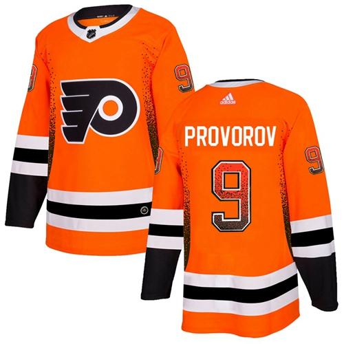 Adidas Flyers #9 Ivan Provorov Orange Home Authentic Drift Fashion Stitched NHL Jersey