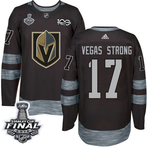 Adidas Golden Knights #17 Vegas Strong Black 1917-2017 100th Anniversary 2018 Stanley Cup Final Stitched NHL Jersey