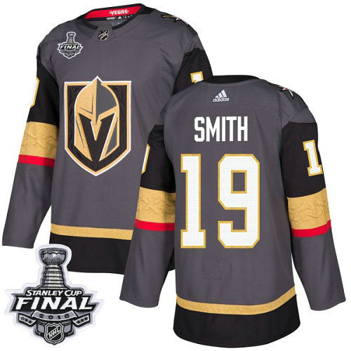 Adidas Golden Knights #19 Reilly Smith Grey Home Authentic 2018 Stanley Cup Final Stitched NHL Jersey