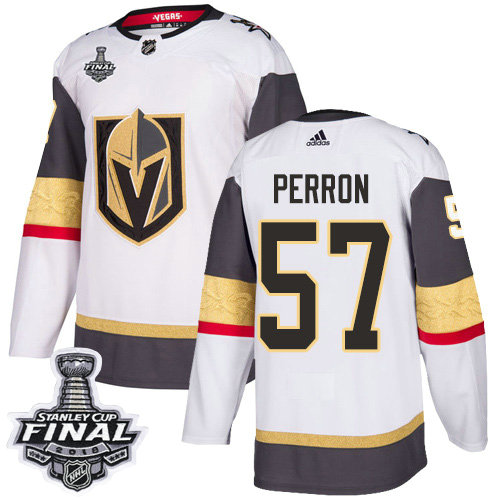 Adidas Golden Knights #57 David Perron White Road Authentic 2018 Stanley Cup Final Stitched NHL Jersey