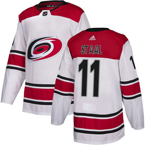 Adidas Hurricanes #11 Jordan Staal White Road Authentic Stitched NHL Jersey