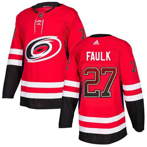 Adidas Hurricanes #27 Justin Faulk Red Home Authentic Drift Fashion Stitched NHL Jersey
