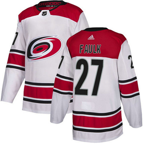 Adidas Hurricanes #27 Justin Faulk White Road Authentic Stitched NHL Jersey